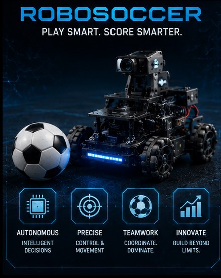 Close-up of a Robosoccer robot beside a football