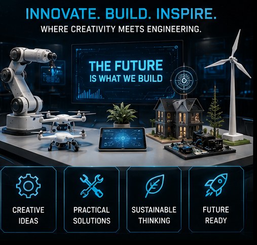 Exhibition table with a robotic arm, drone and smart-city model